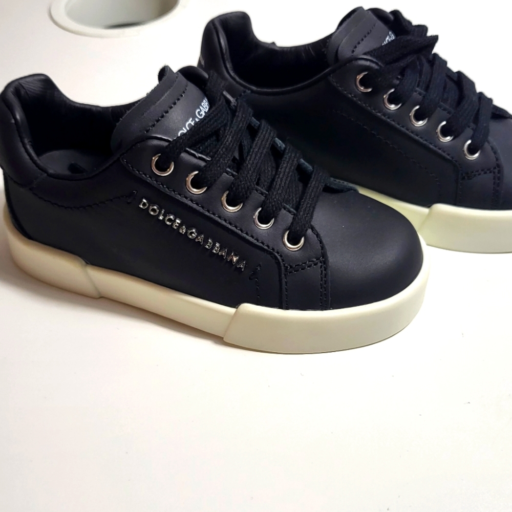 Dolce & Gabbana black leather logo trainers